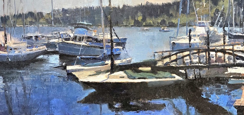Day Sailer — Robin Weiss. Oil on canvas, 10x20.