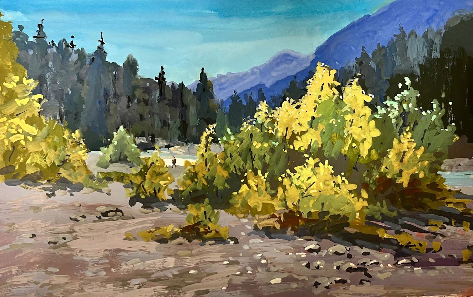Fishing The Cle Elum River, 2023 by Jane Wallis by Jane Wallis
