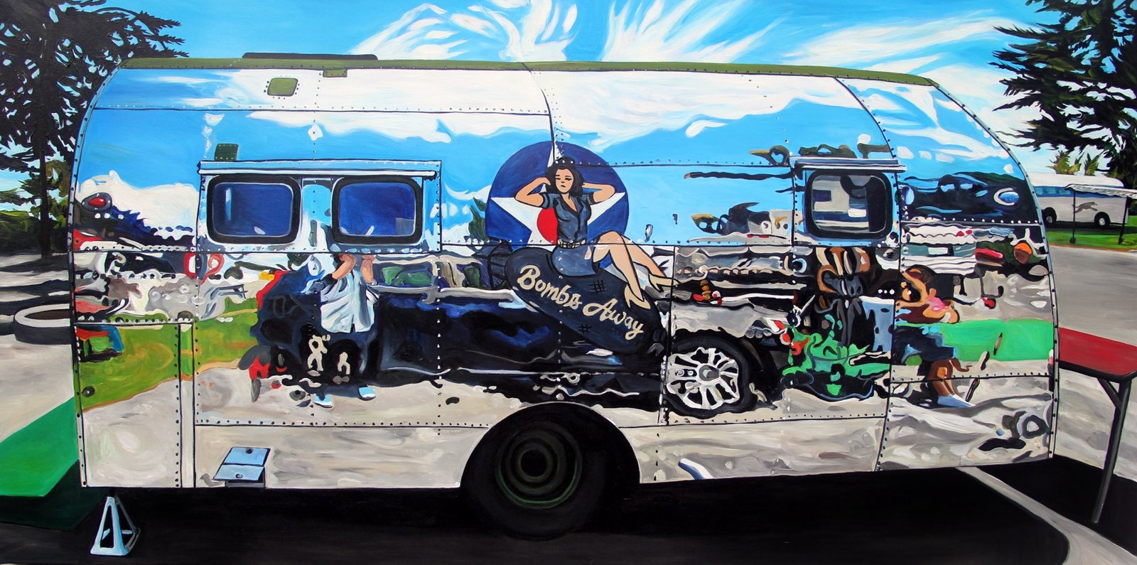 Homemade Trailer and Bomb Riding Pin Up by Taralee Guild by Taralee Guild