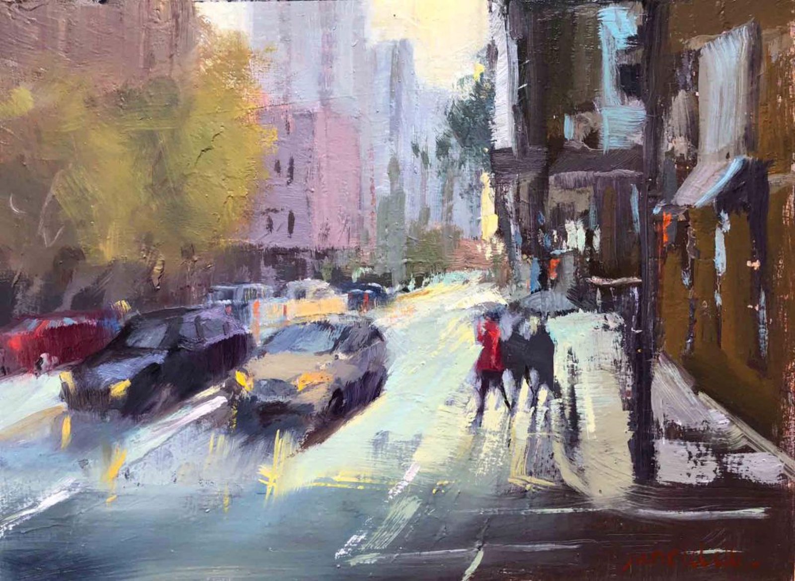 Rainy Day on First Avenue by Jane Wallis by Jane Wallis