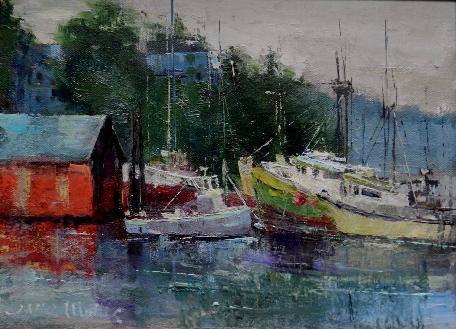 Red Boat House by Jane Wallis by Jane Wallis