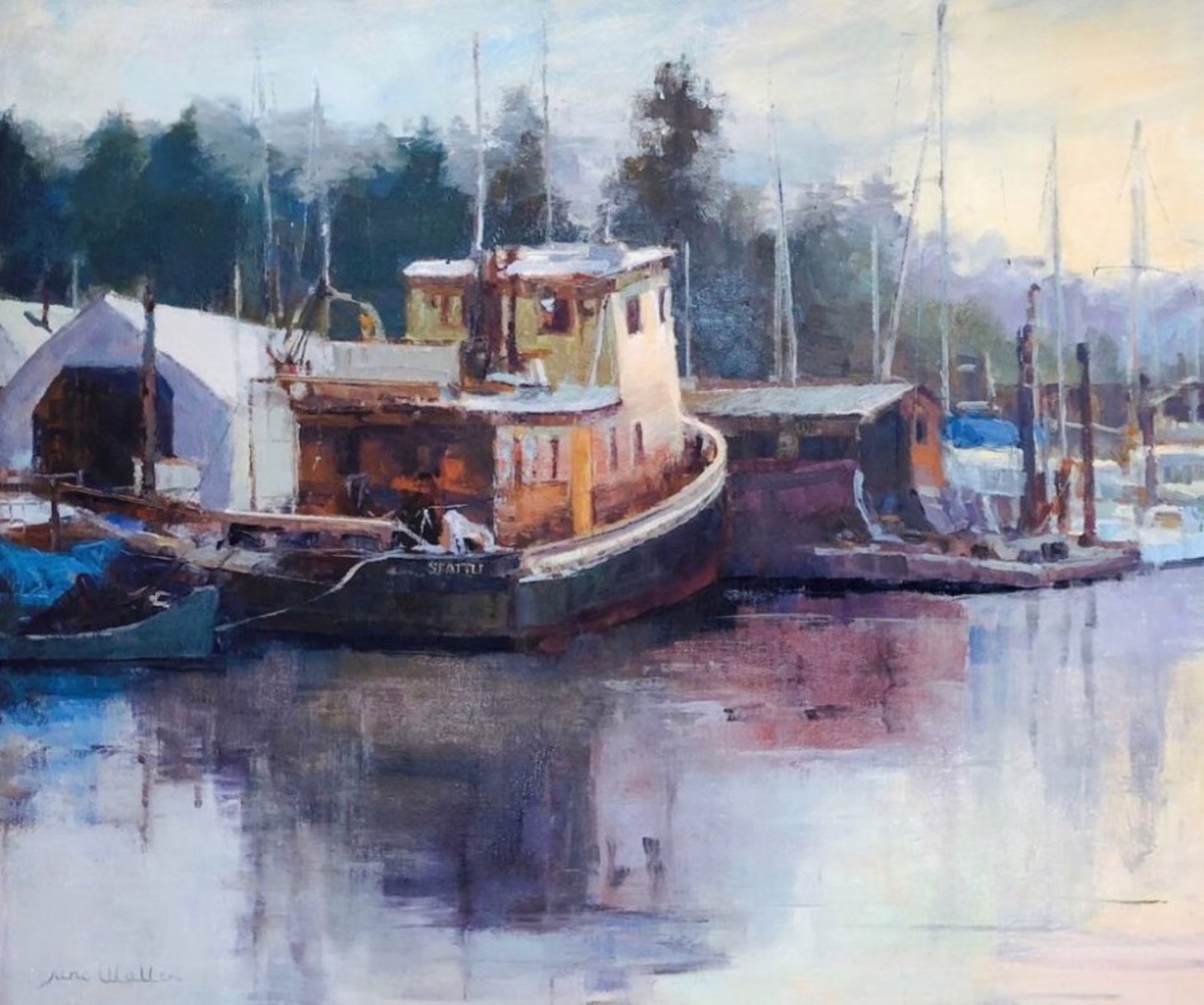 Warm Morning Light at Poulsbo Marina by Jane Wallis by Jane Wallis