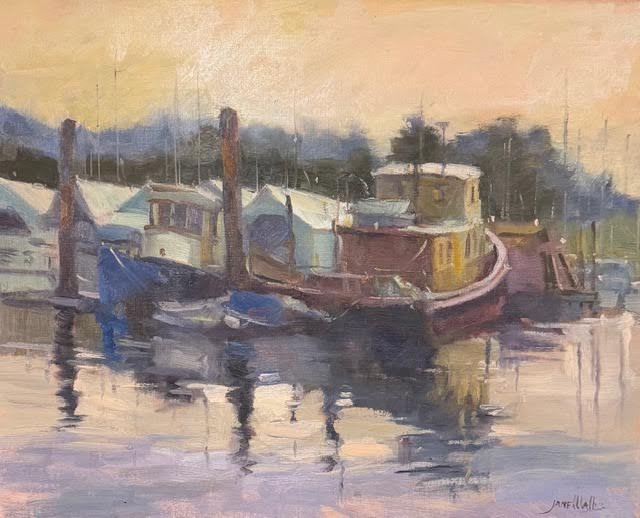 Poulsbo Morning At The Dock by Jane Wallis by Jane Wallis