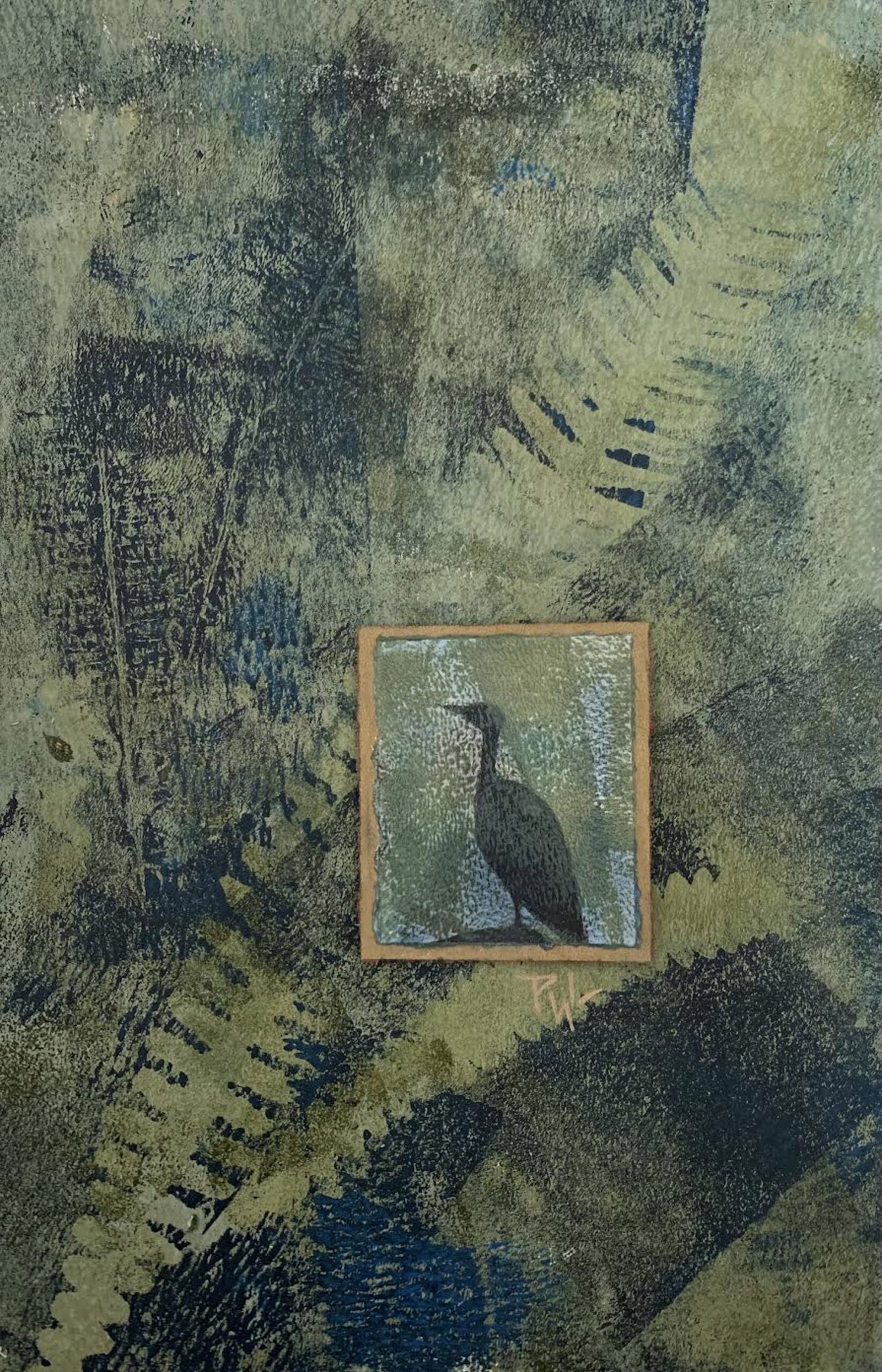 Cormorant Waiting — Pamela Wachtler — Mixed Media - Watercolor with Framed Photograph or Print